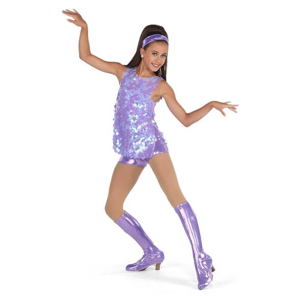 Dance  Costume AWCT  19285 Medium Adult Pink Holographic Jazz Tap Sequin Disco - Picture 2 of 3
